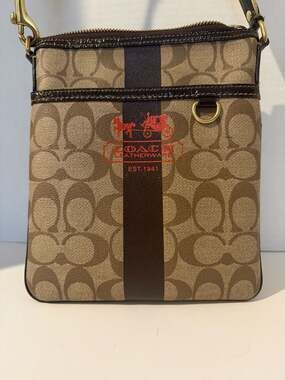 Coach Heritage Stripe Signature Crossbody Bag 40924 with Strap